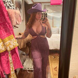 Purple Western Fringe Jumpsuit